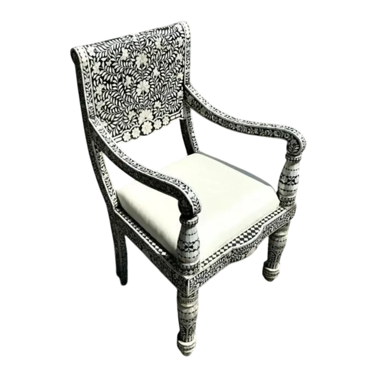 Vintage Boho Inlay Lounge Arm Chair