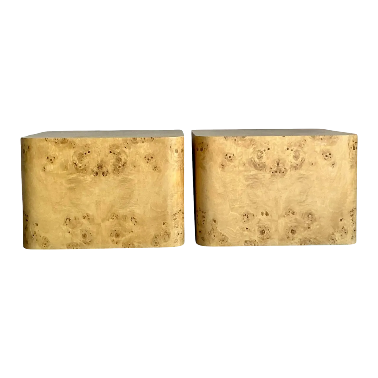 Vintage Boho Intrex Burl Wood Side Table - A Pair