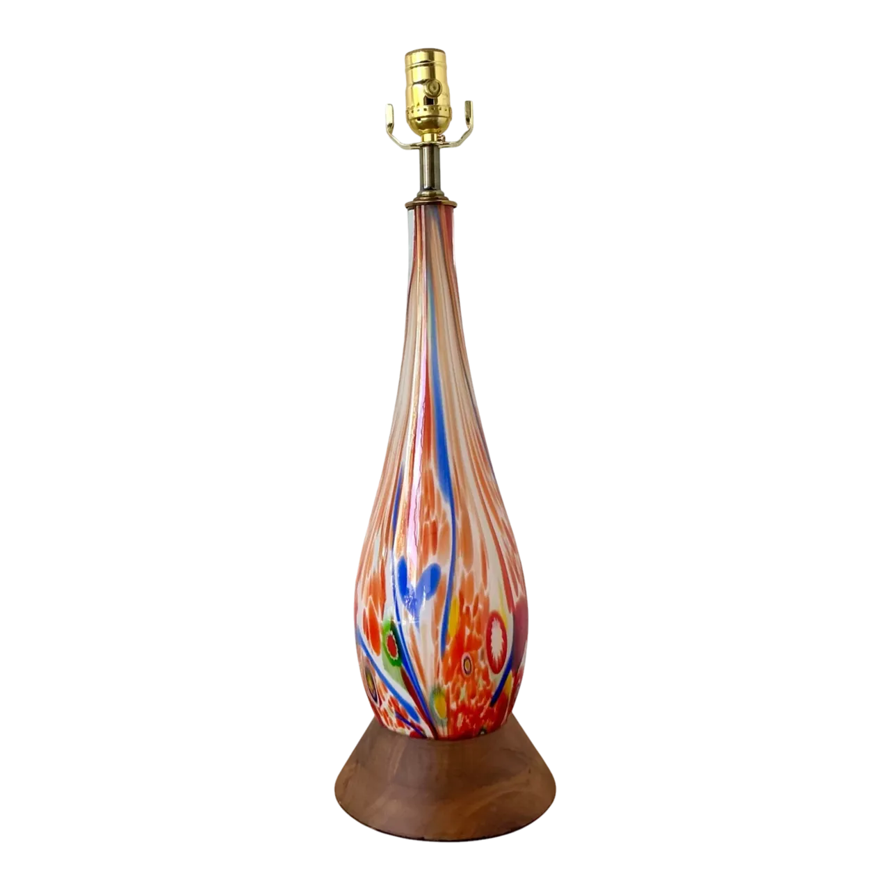 Vintage Boho Italian Glass Lamp - Glass, 6.5W x 22.25H