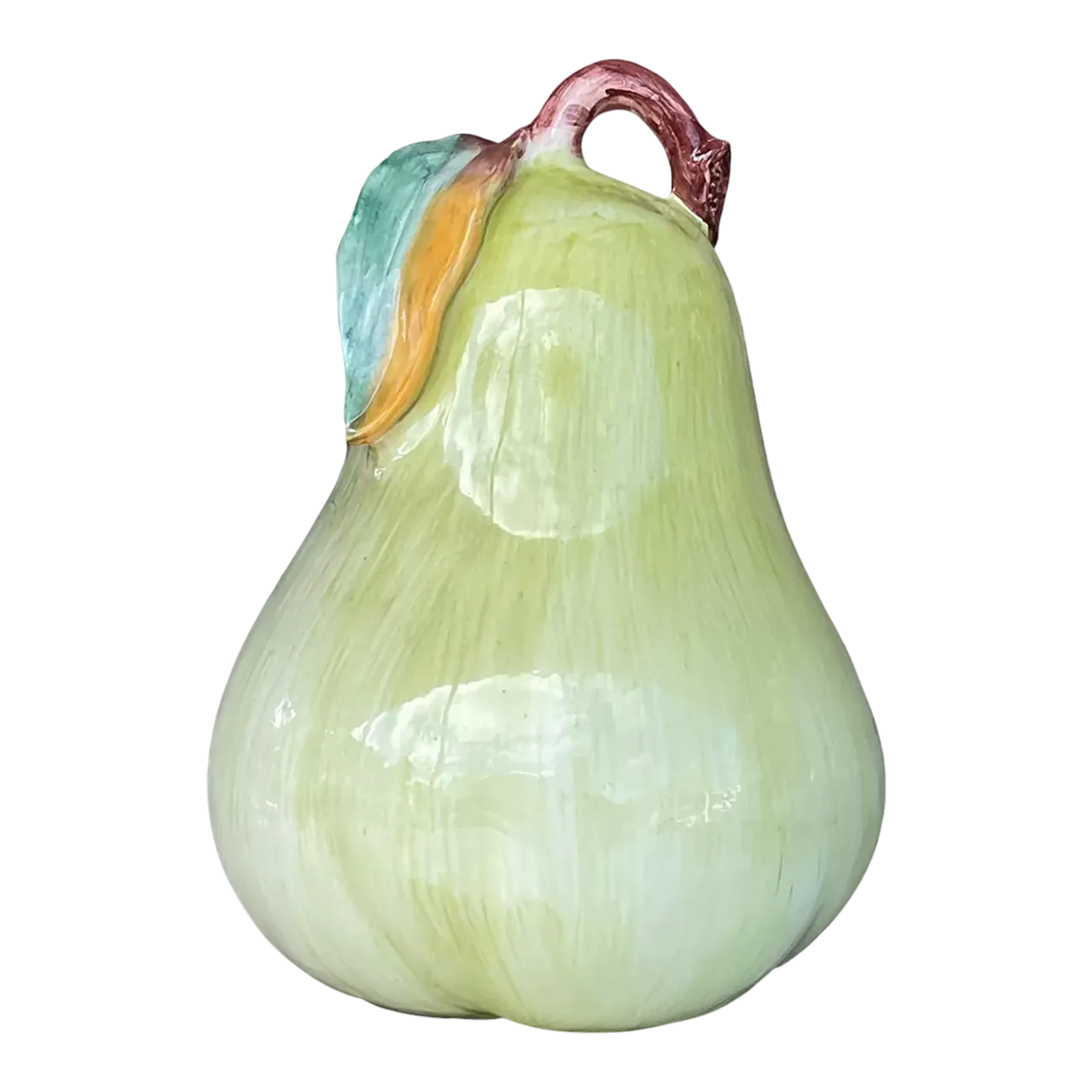 Vintage Boho Italian Large Glazed Ceramic Pear
