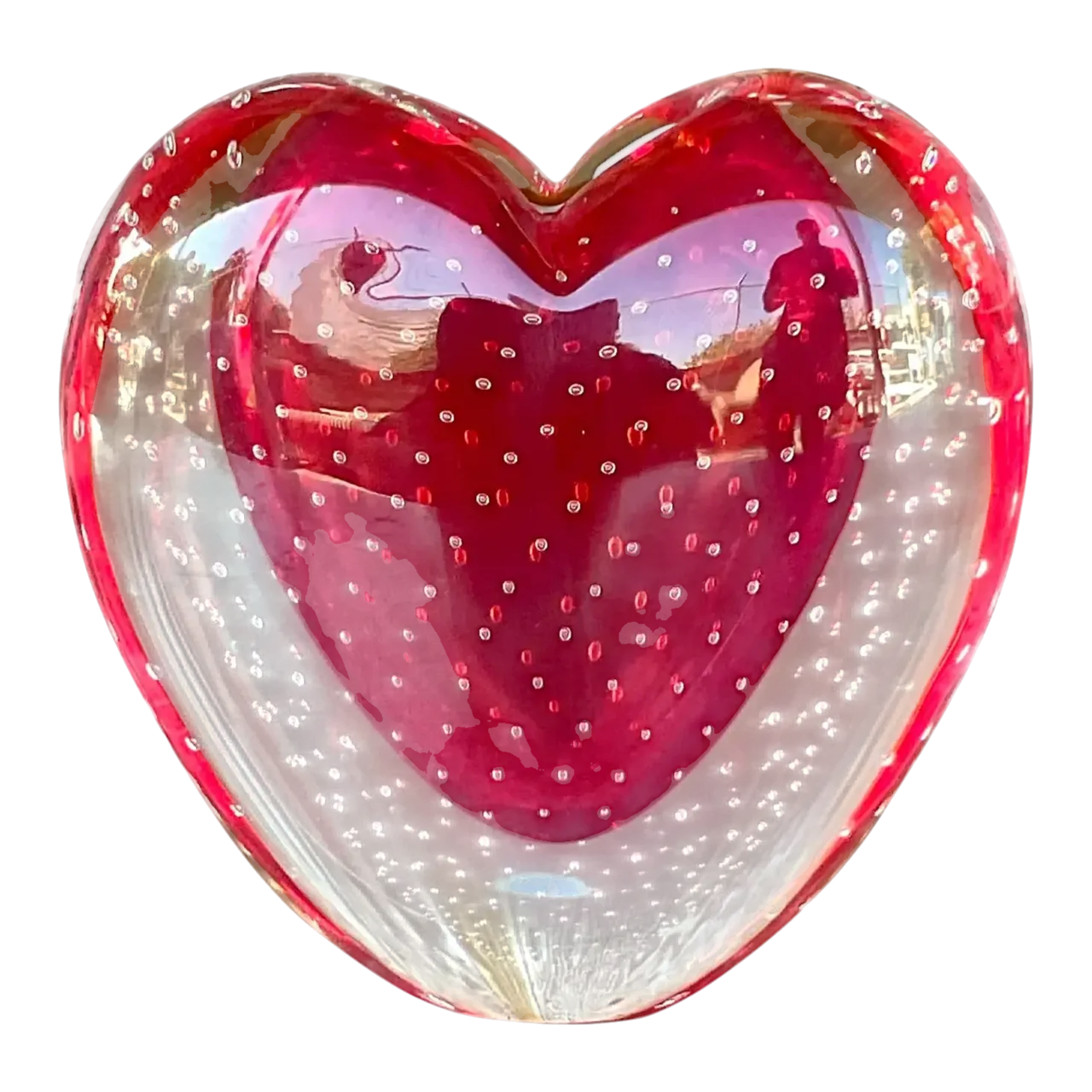 Vintage Boho Italian Ogetti Murano Glass Heart Vase