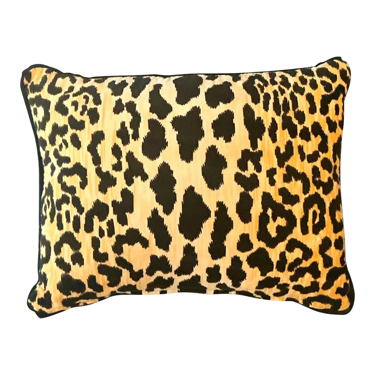 Vintage Boho Leopard Velvet Lumbar Pillow