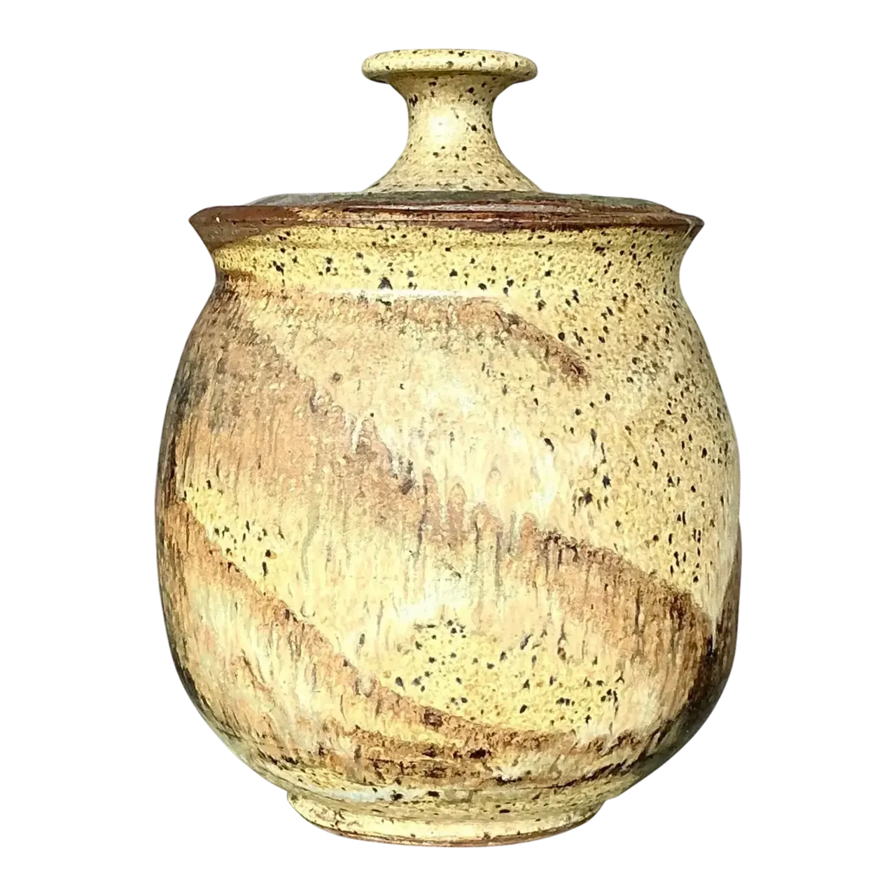 Vintage Boho Lidded Studio Pottery Urn