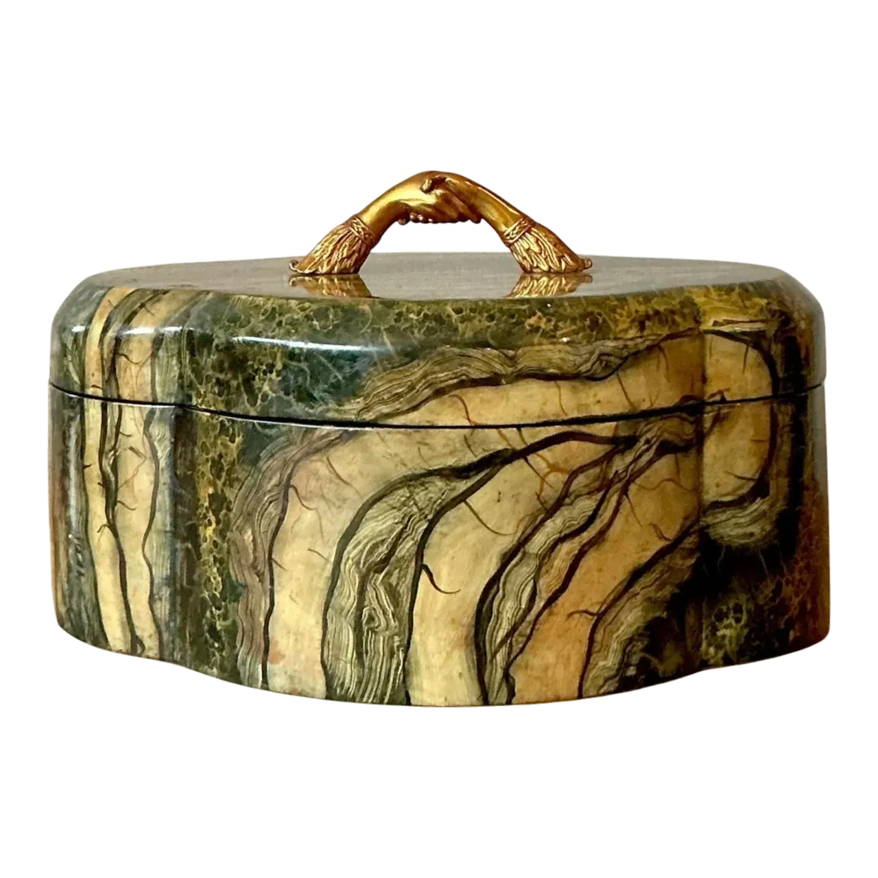 Vintage Boho Maitland Smith Hand Painted Handshake Box