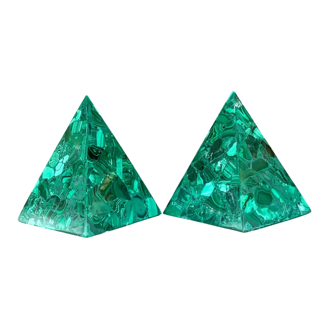 Vintage Boho Malachite Pyramids- a Pair