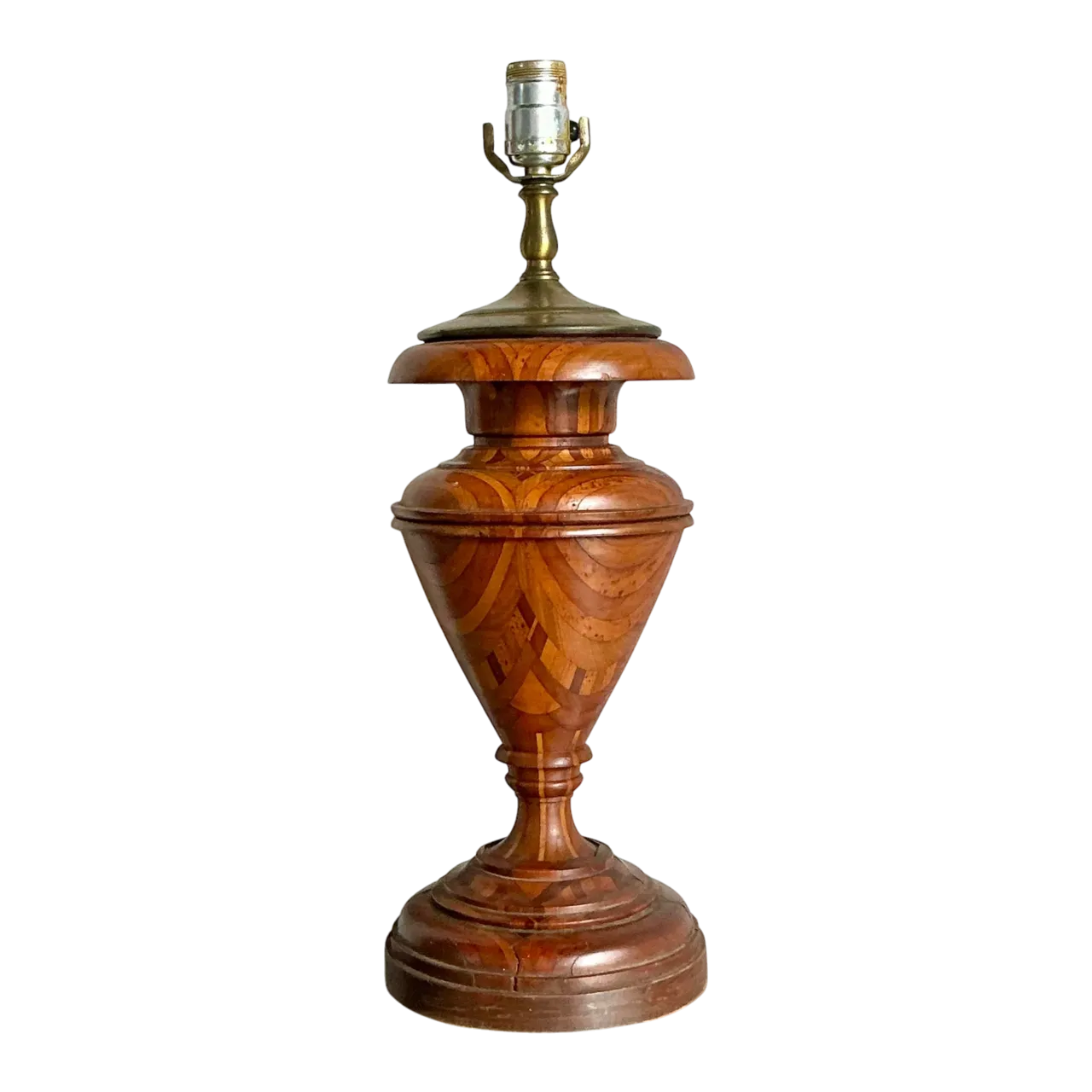 Vintage Boho Marquetry Wood Lamp