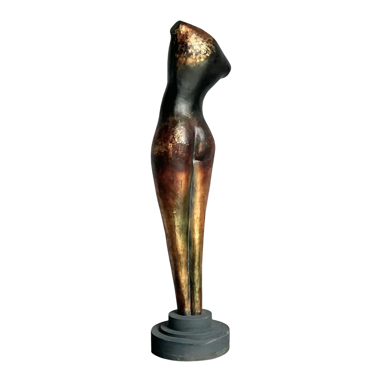 Vintage Boho Monumental Abstract Figurative Sculpture of Woman