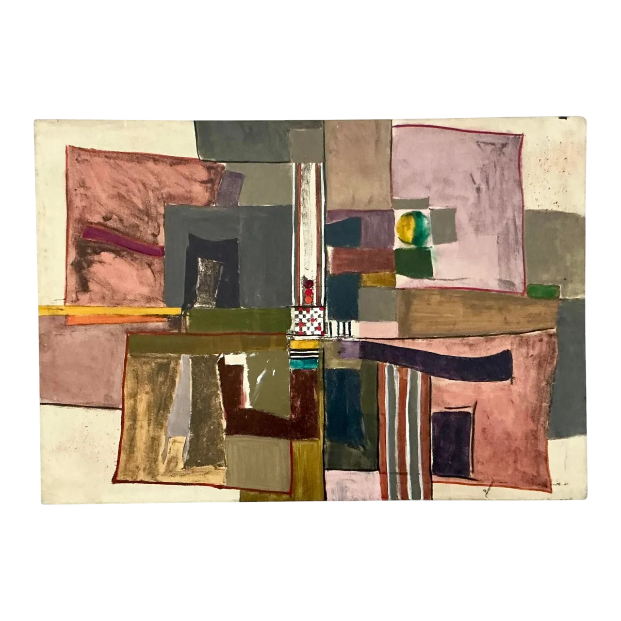 Vintage Boho Monumental Abstract Oil on Canvas - Canvas, 60W x 42H