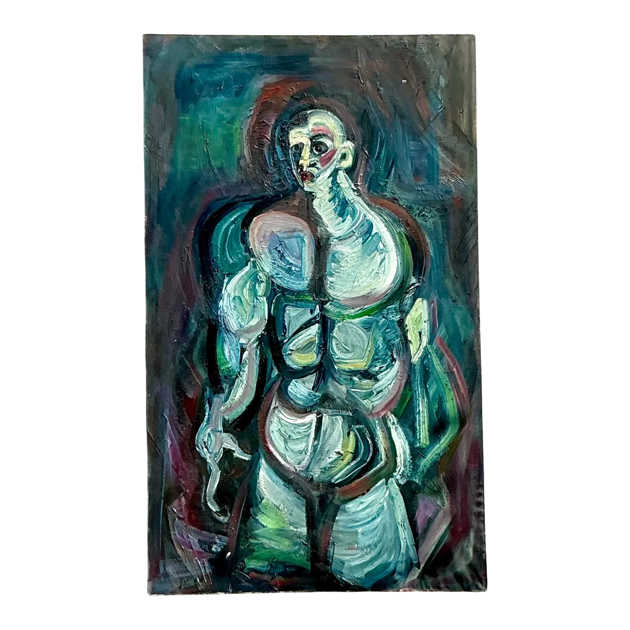 Vintage Boho Monumental Abstract Oil Painting