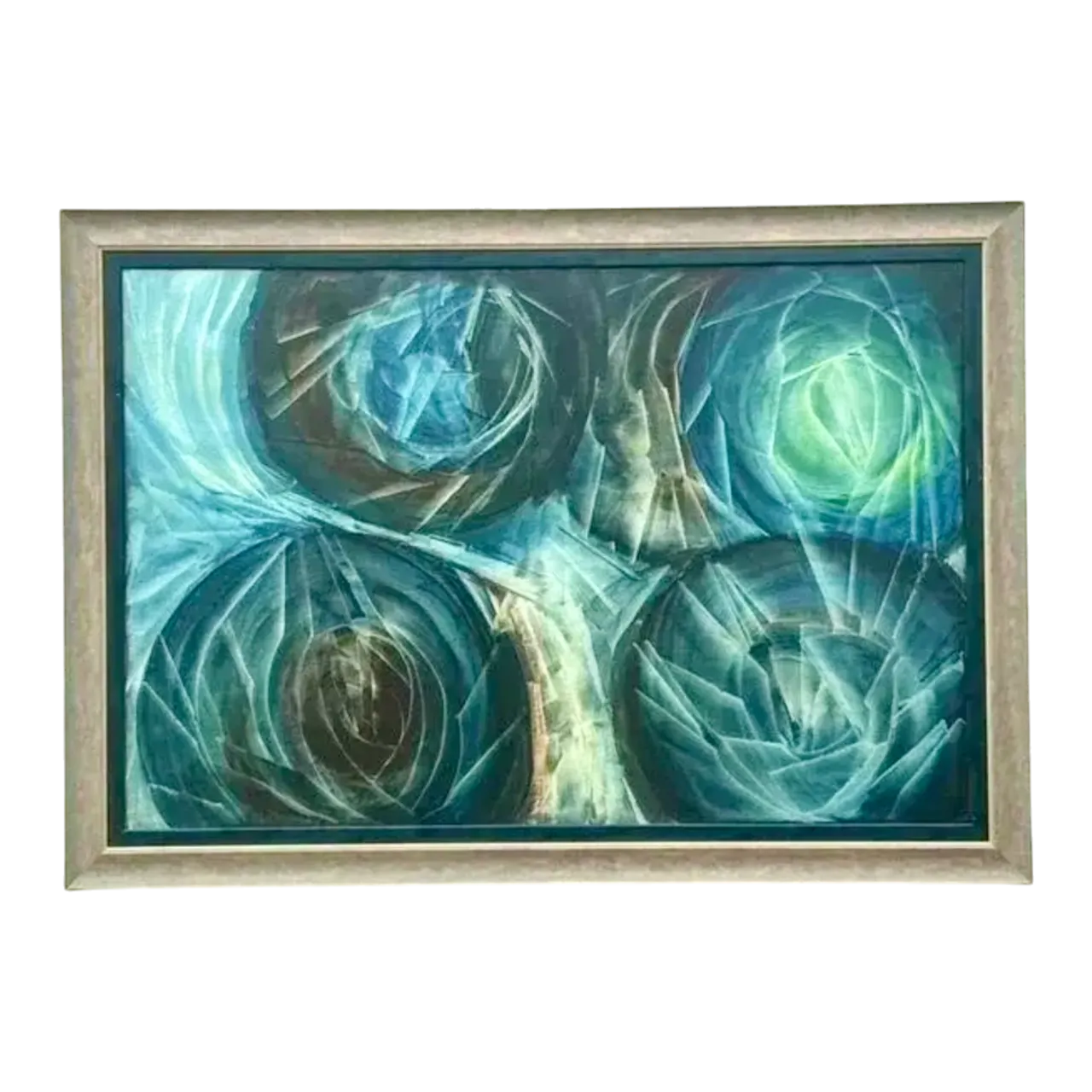 Vintage Boho Monumental Abstract Oil Painting on Canvas - Canvas, 67W x 47.25H