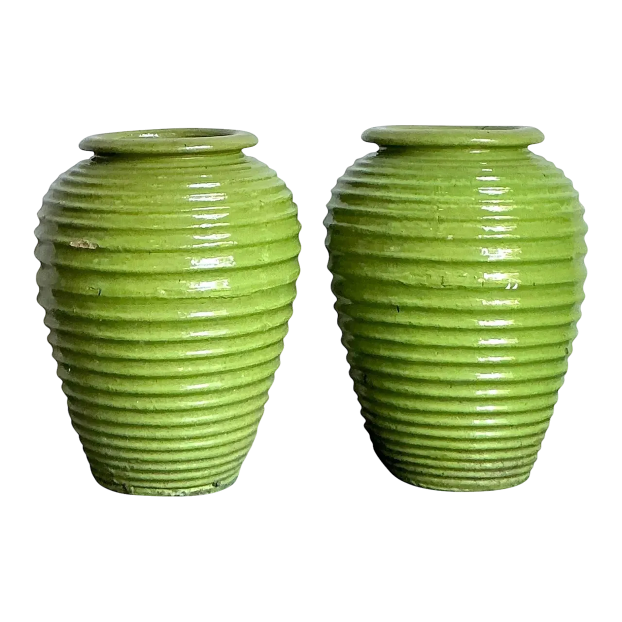 Vintage Boho Monumental Glazed Ceramic Urns - A Pair