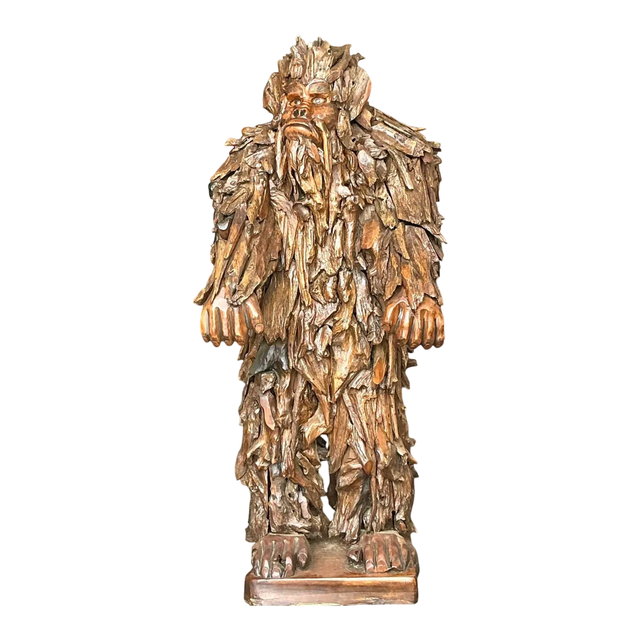 Vintage Boho Monumental Hand Carved Sasquatch Sculpture