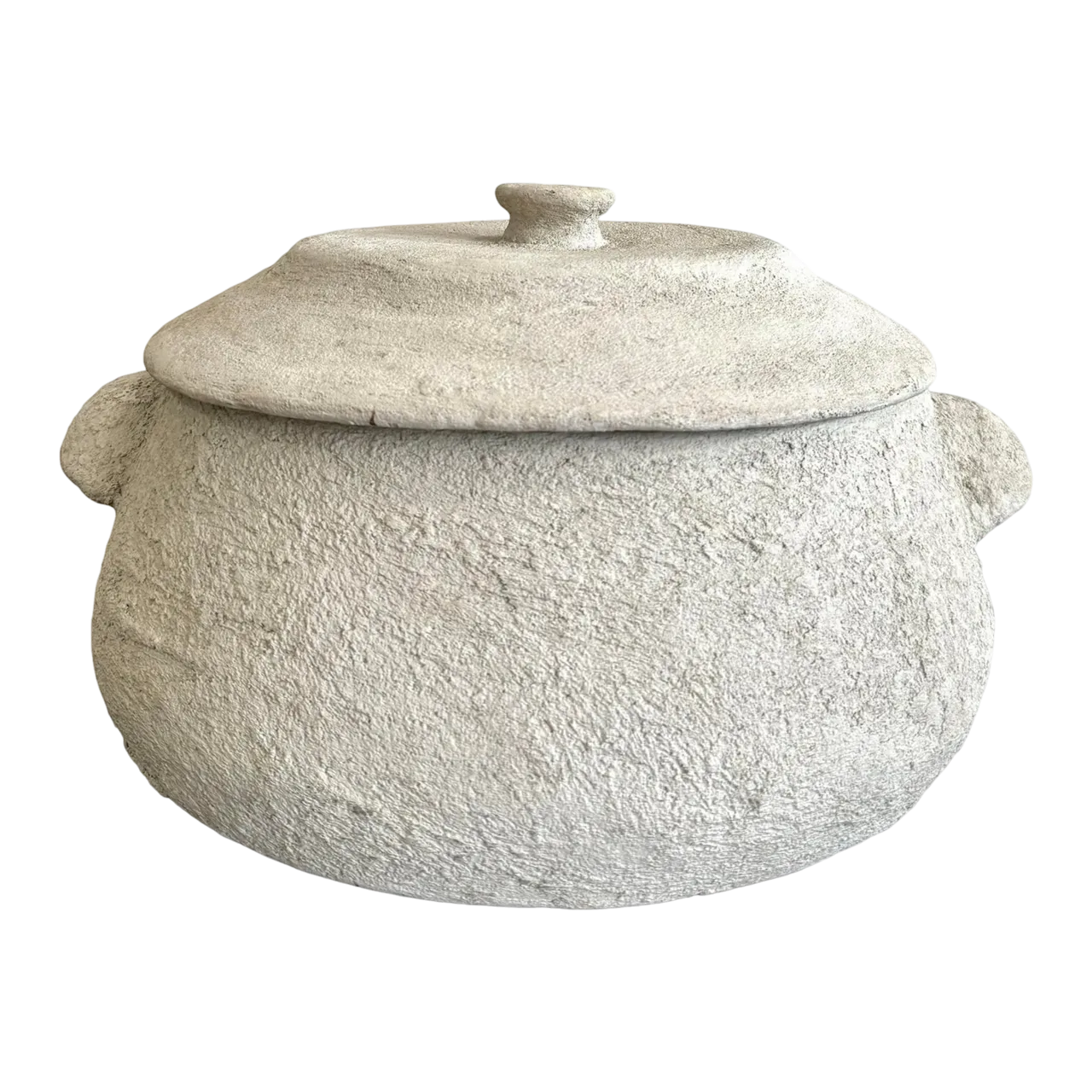 Vintage Boho Monumental Textured Ceramic Lidded Bowl