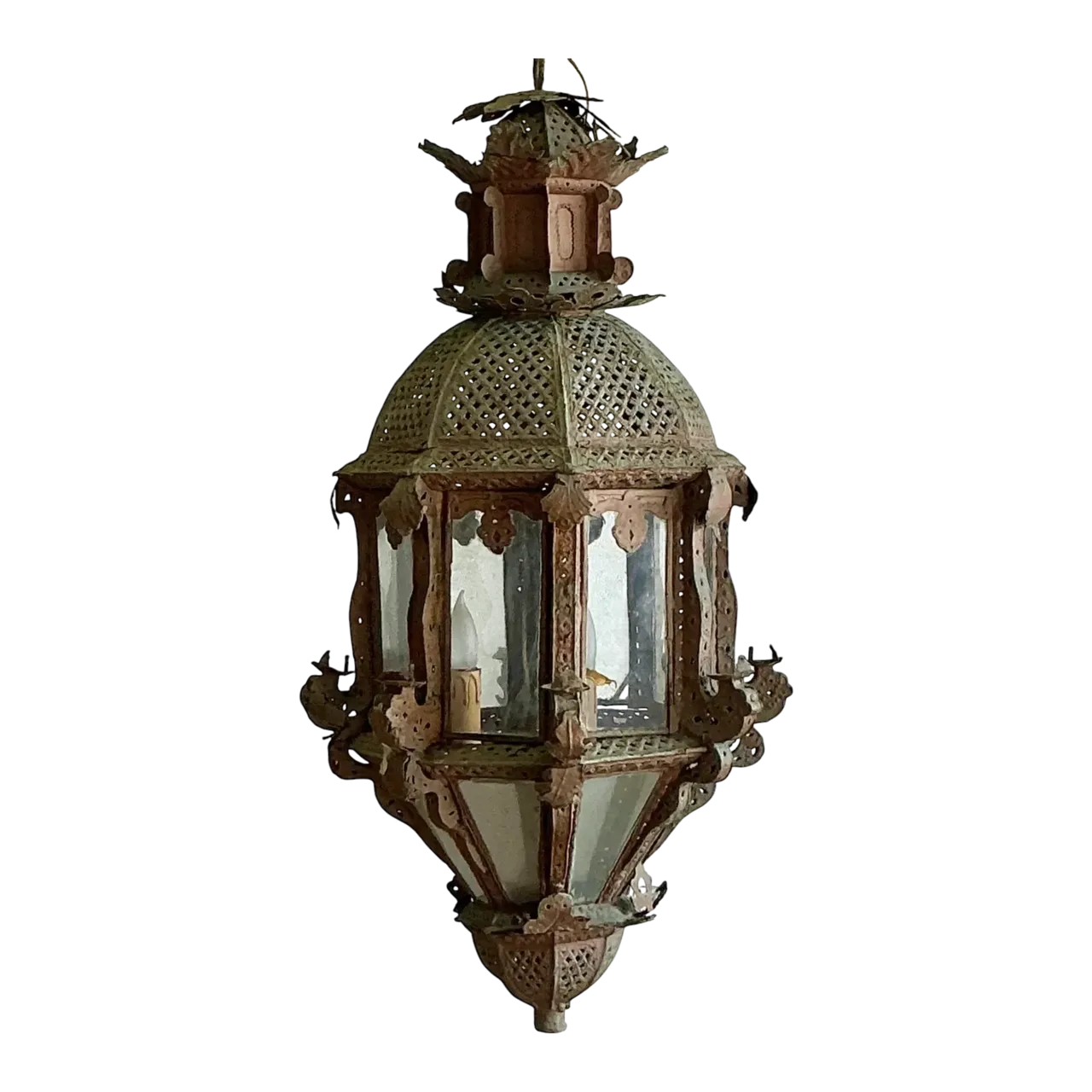 Vintage Boho Moroccan Patinated Lantern