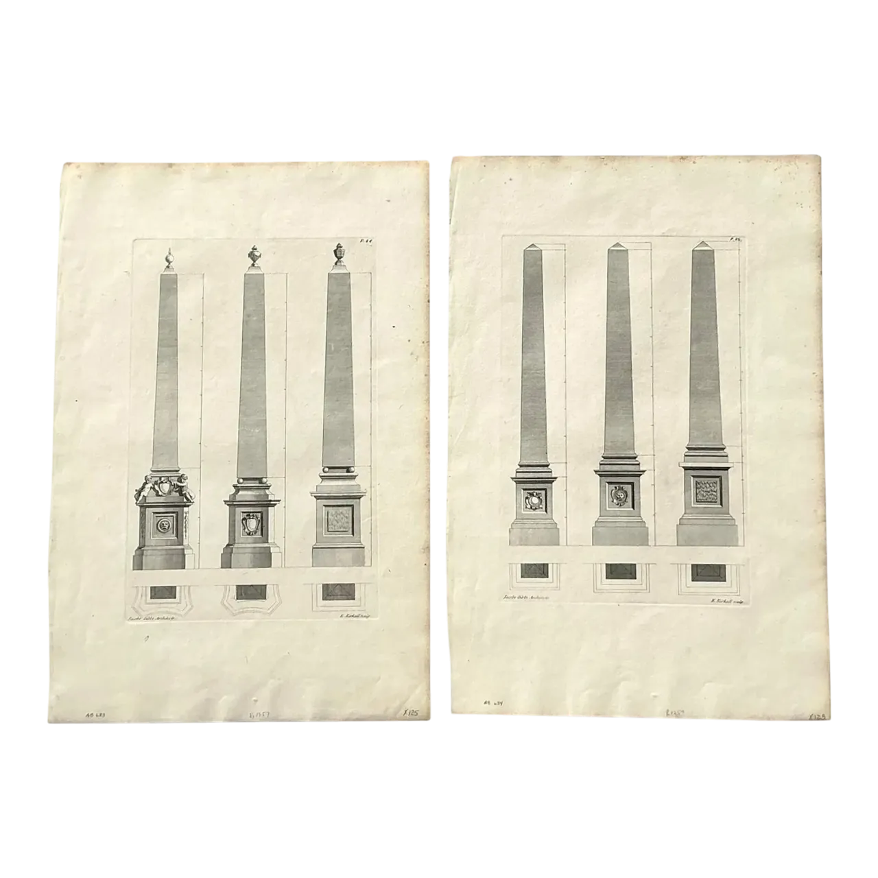 Vintage Boho Obelisk Engravings - Set of 2