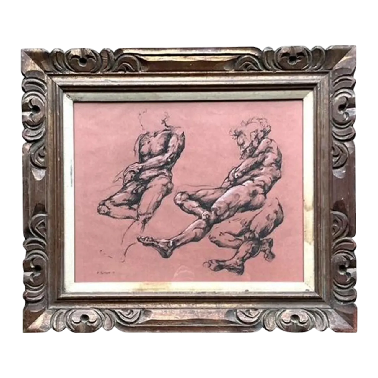 Vintage Boho Original 1977 Paper Anatomy Sketch on Paper