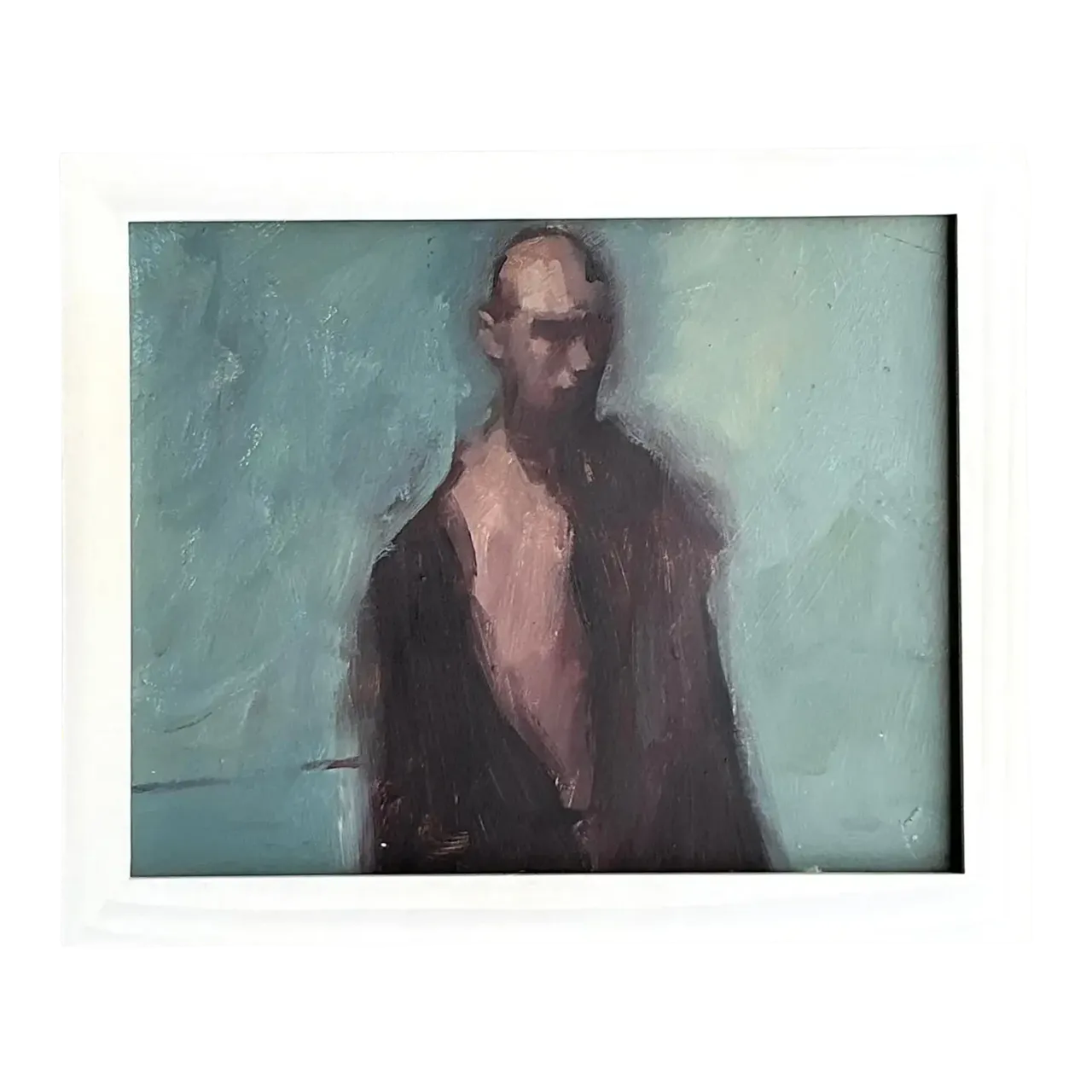 Vintage Boho Original Abstract Figural Oil Painting on Board