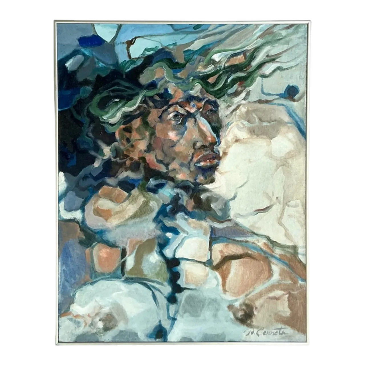 Vintage Boho Original Abstract Figurative on Canvas