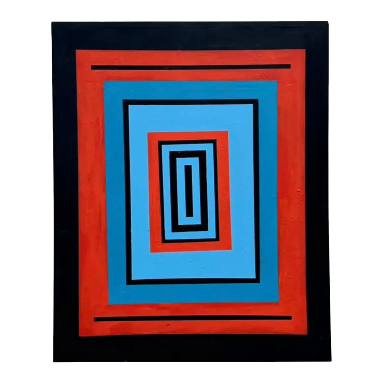 Vintage Boho Original Abstract Geometric Painting on Canvas
