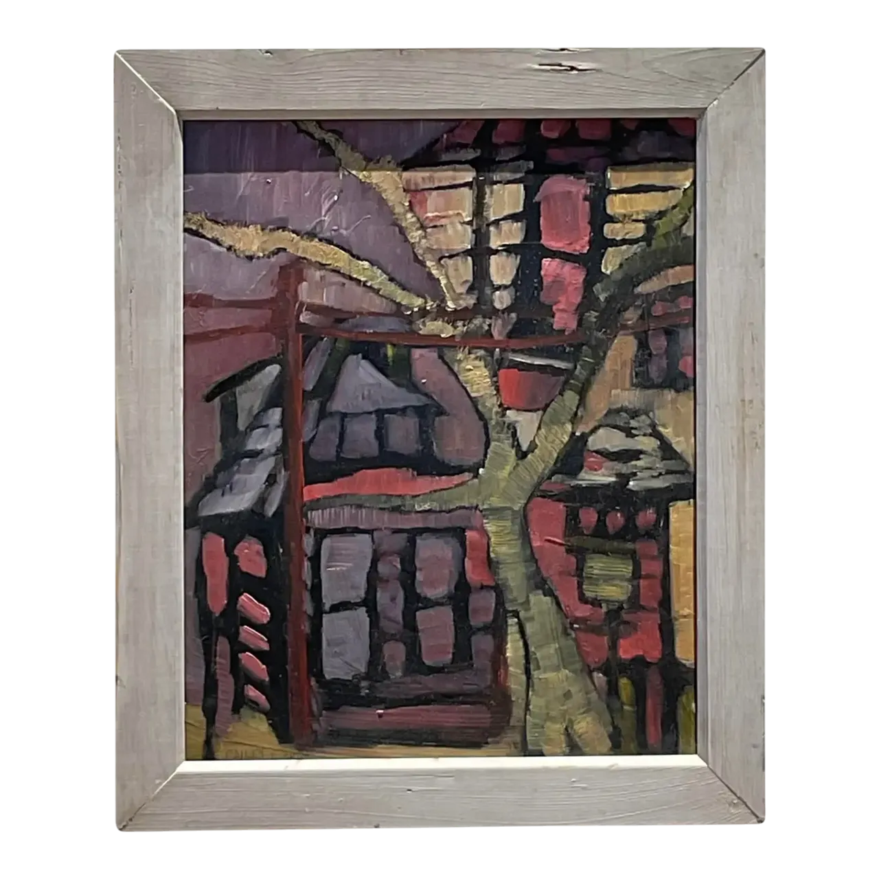Vintage Boho Original Abstract Landscape Painting on Canvas