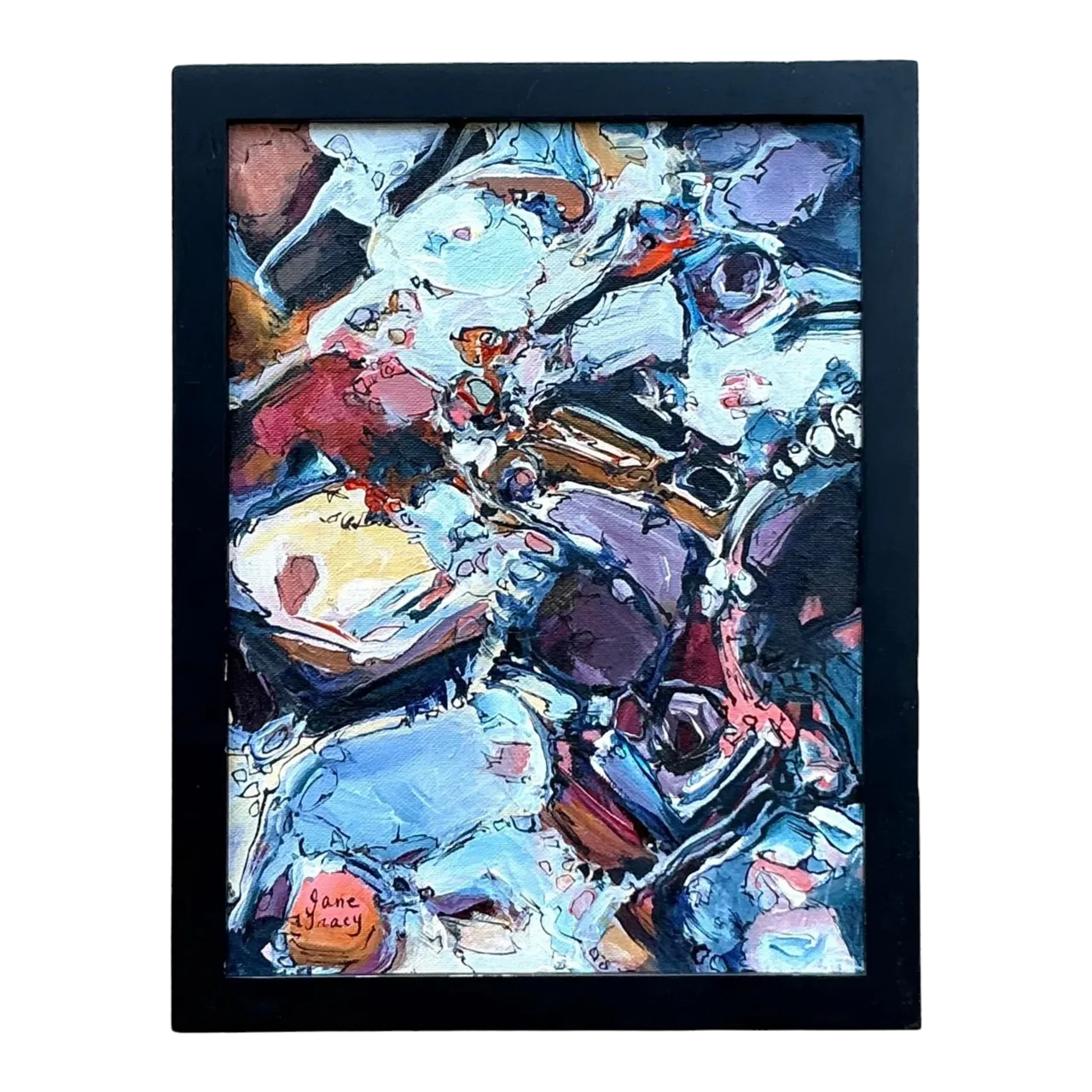 Vintage Boho Original Abstract Oil on Canvas - Canvas, 10.25W x 13.25H
