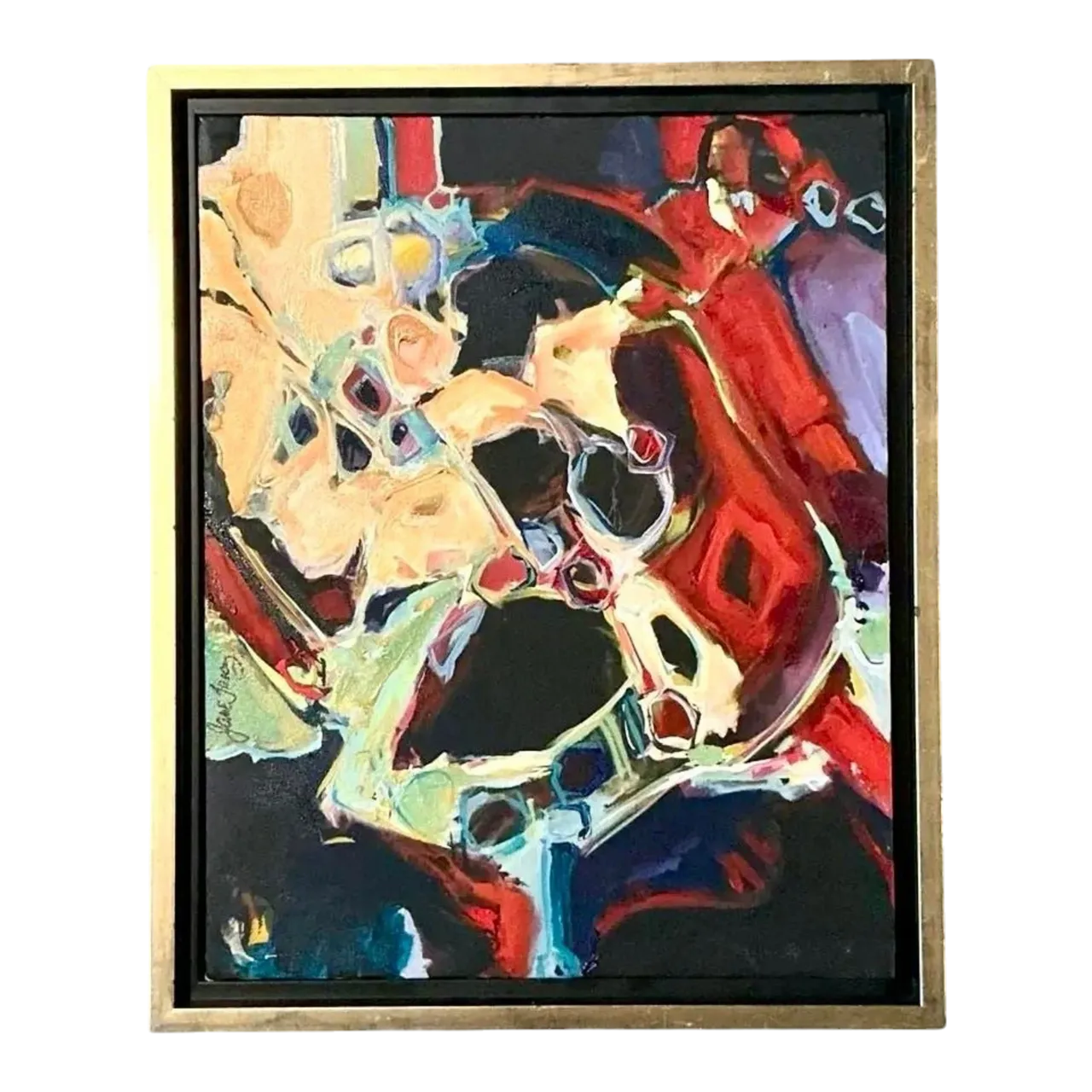 Vintage Boho Original Abstract Oil on Canvas - Canvas, 18W x 22.25H