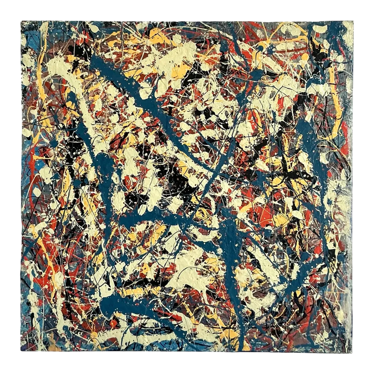 Vintage Boho Original Abstract Oil on Canvas - Canvas, 36W x 36H