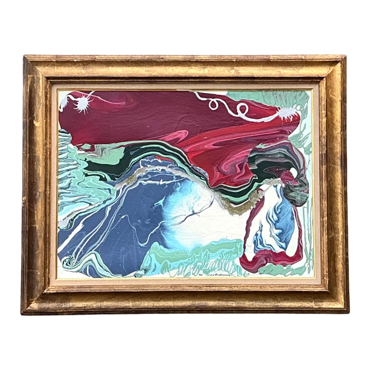 Vintage Boho Original Abstract Oil on Canvas - Canvas, 40W x 32H