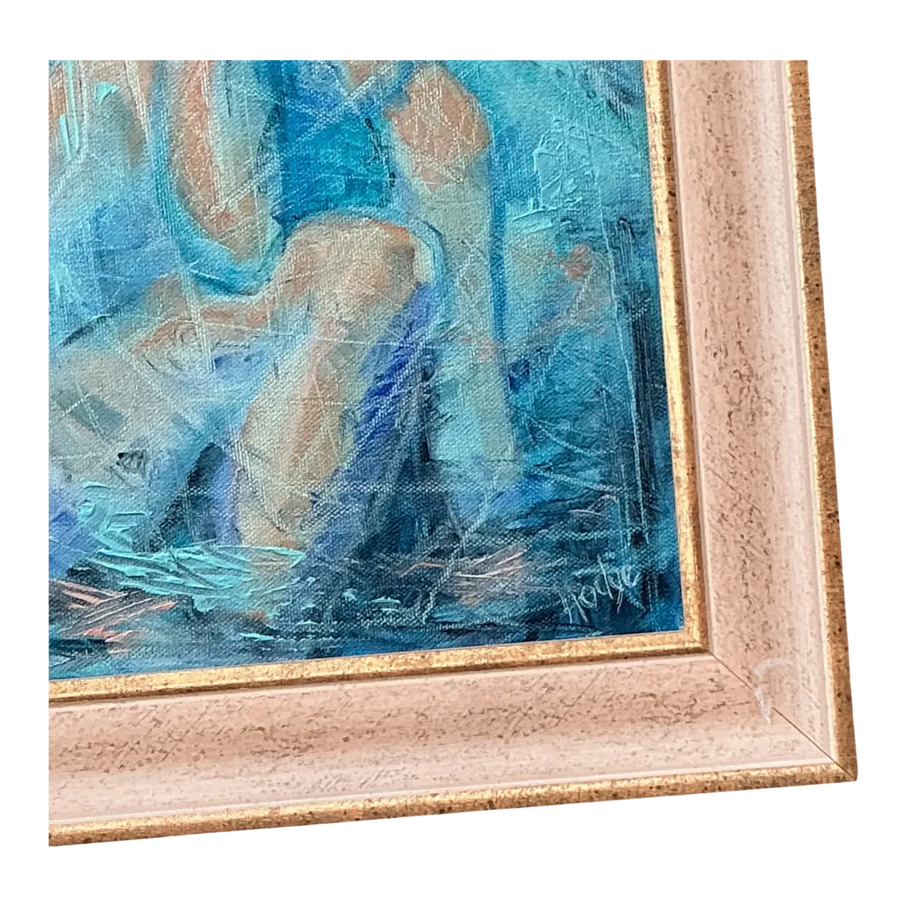 Vintage Boho Original Abstract Oil On Canvas
