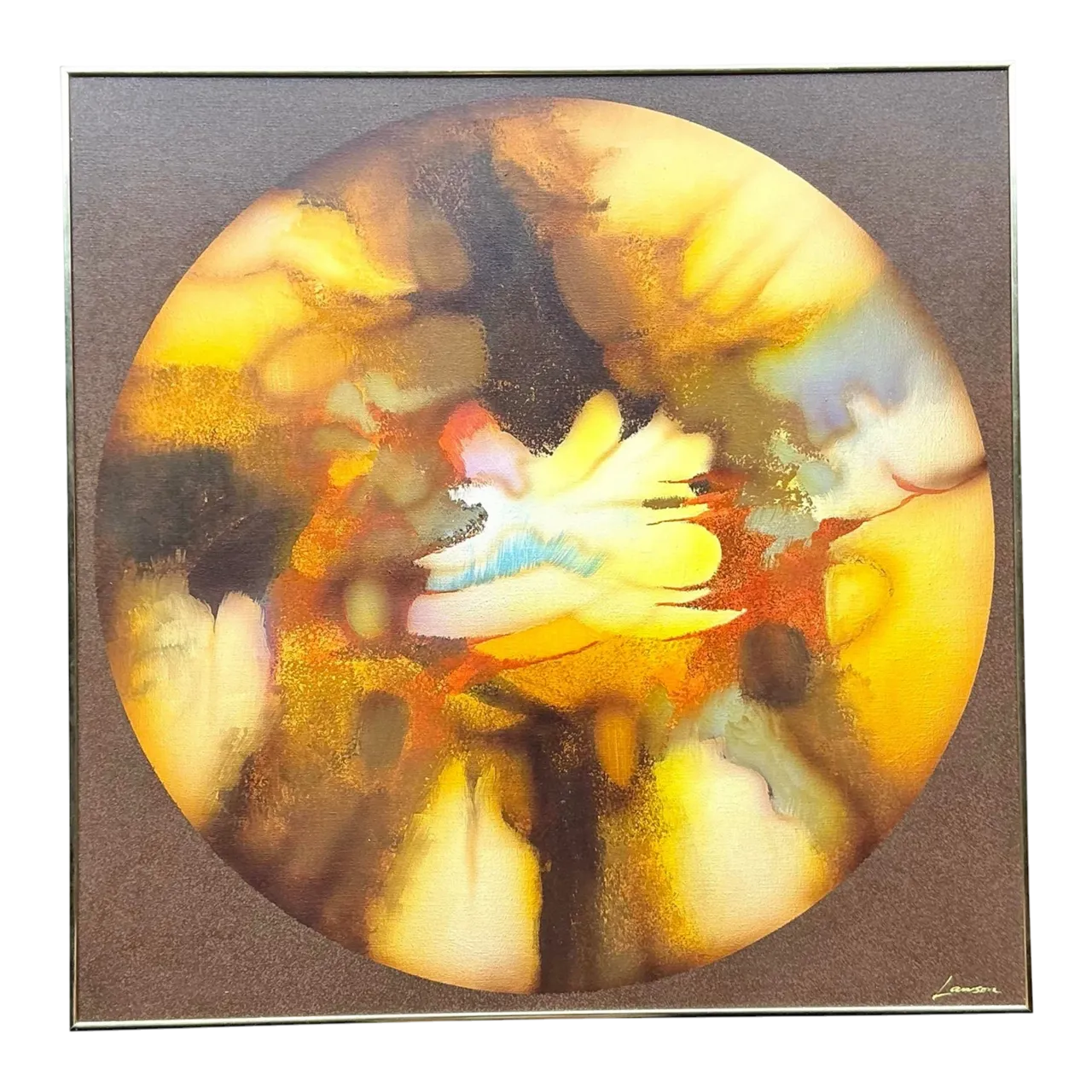 Vintage Boho Original Abstract Oil Painting on Canvas - Canvas, 40.25W x 40.25H