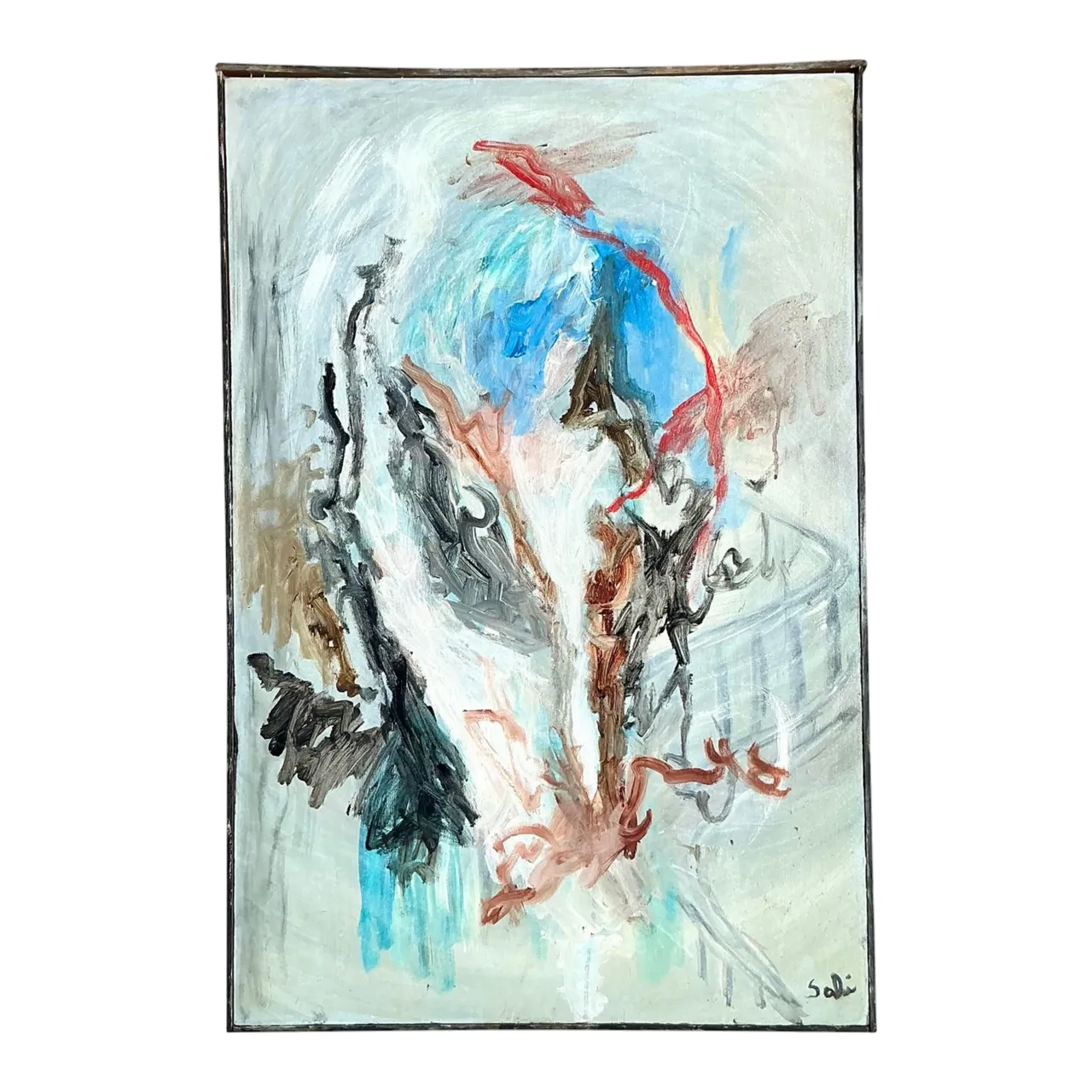 Vintage Boho Original Abstract Oil Painting on Canvas - Canvas, 24.5W x 36.5H