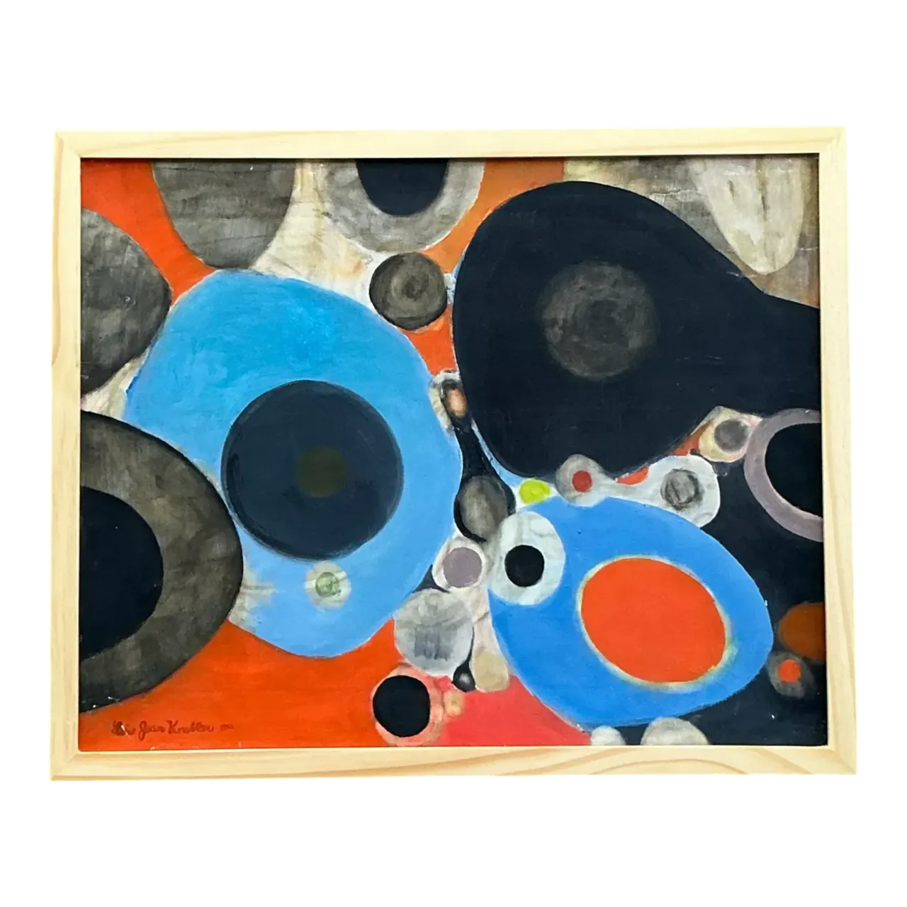 Vintage Boho Original Abstract Oil Painting on Canvas - Canvas, 21W x 17H