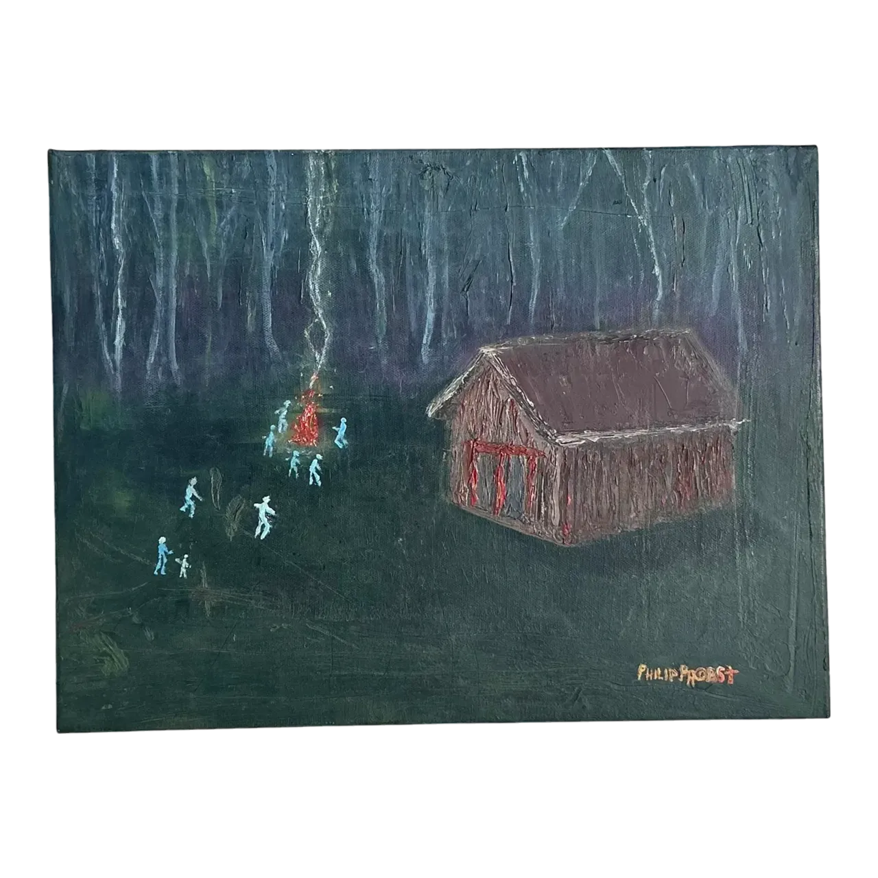 Vintage Boho Original Landscape Oil Painting on Canvas
