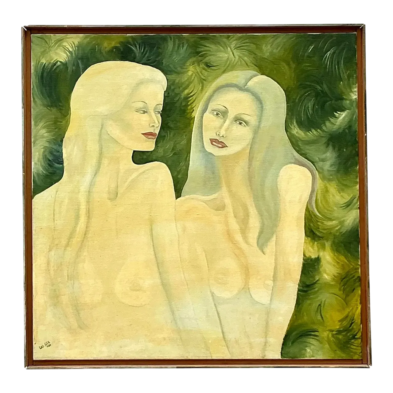 Vintage Boho Original Nude Figurative Oil Painting on Canvas