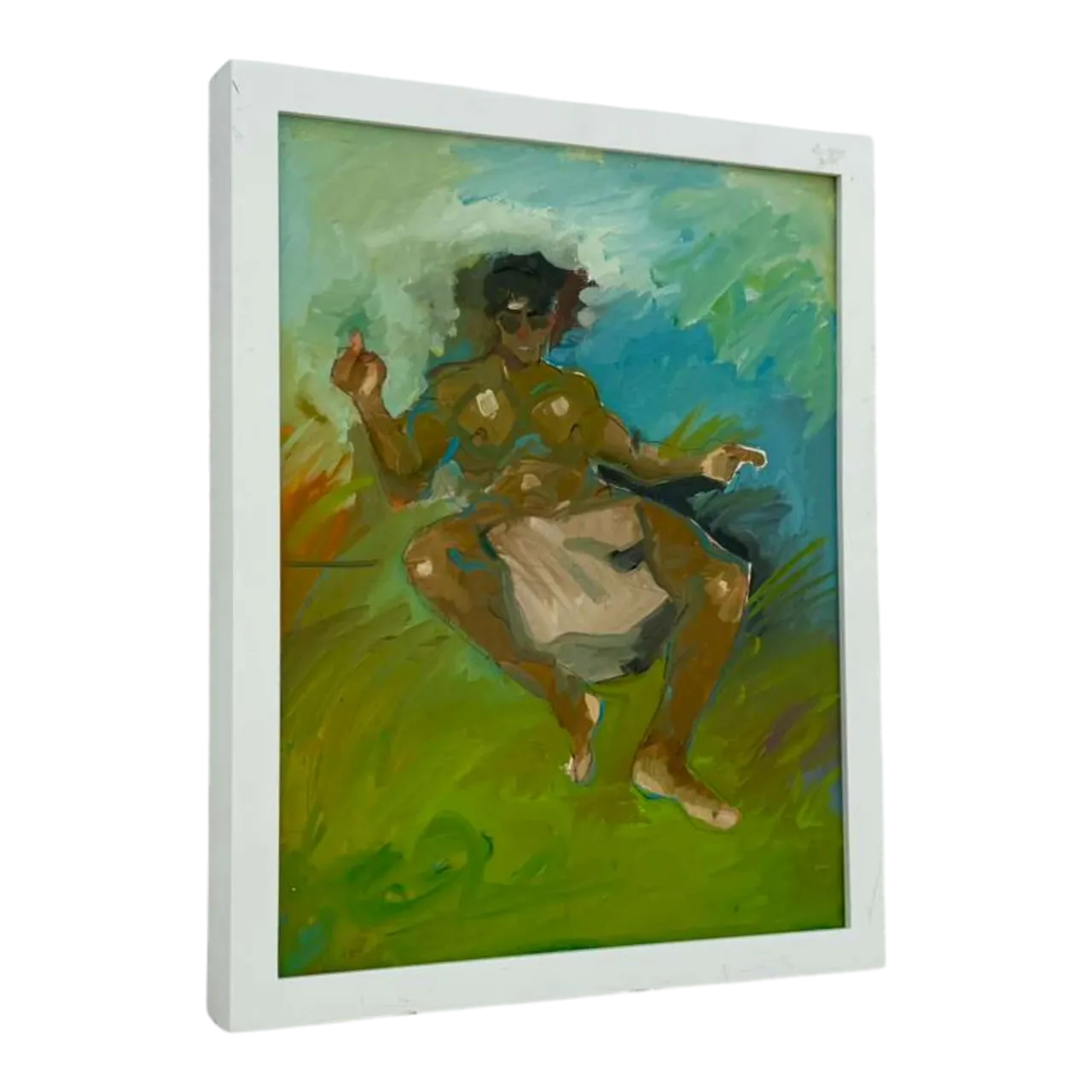Vintage Boho Original Oil Figurative On Board