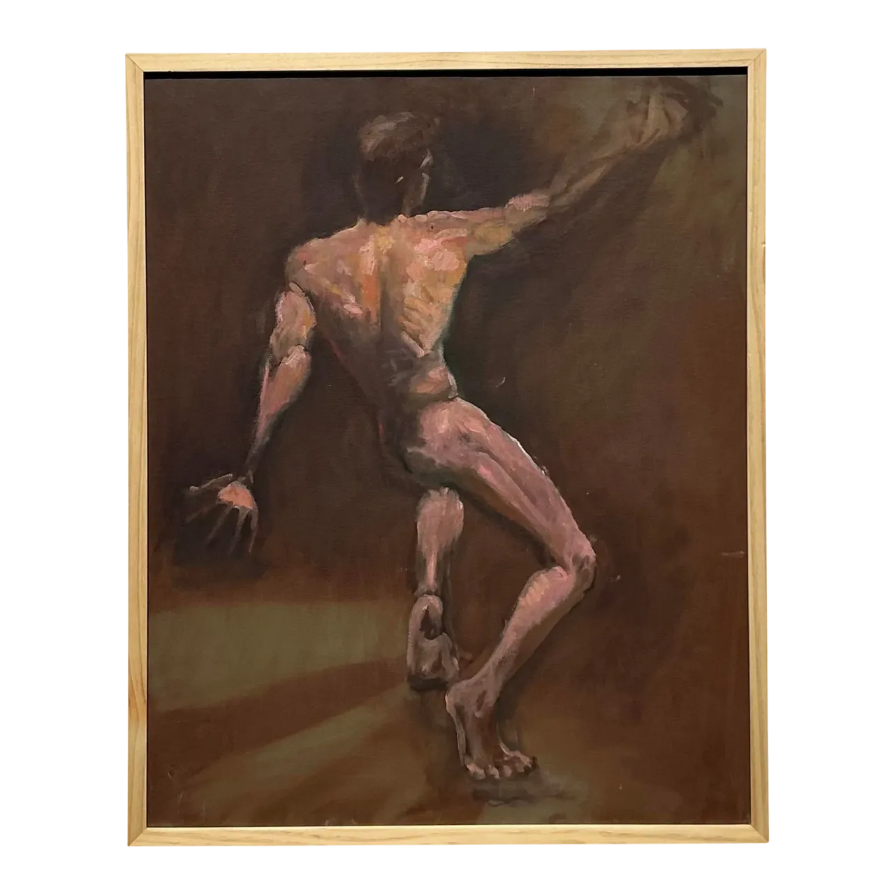 Vintage Boho Original Oil Nude on Canvas