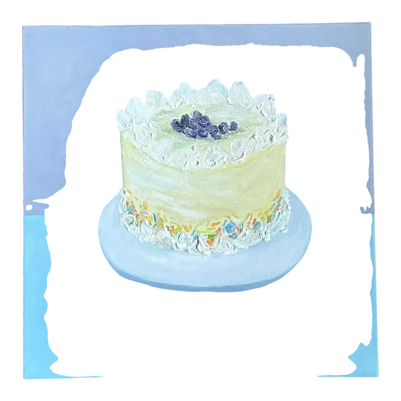 Vintage Boho Original Oil Painting of Cake