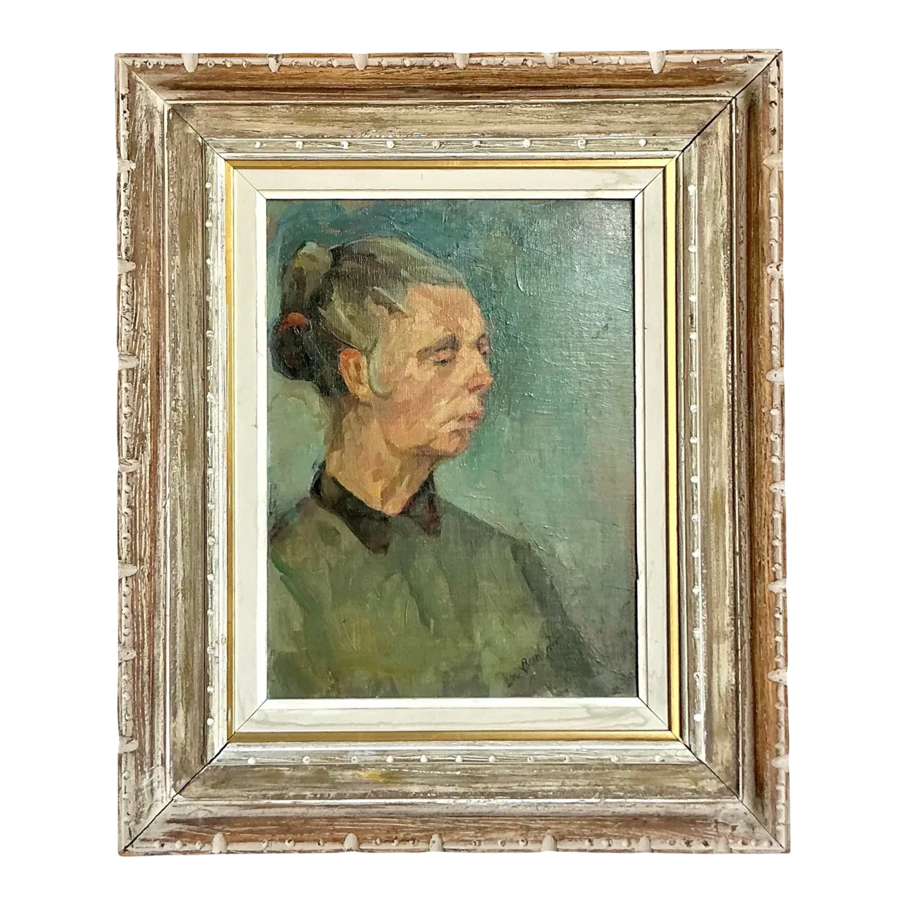 Vintage Boho Original Oil Portrait