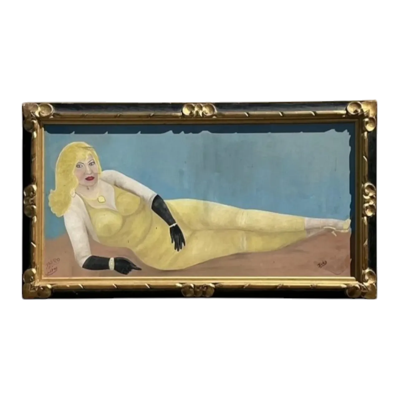 Vintage Boho Original Oil Portrait Of Lady