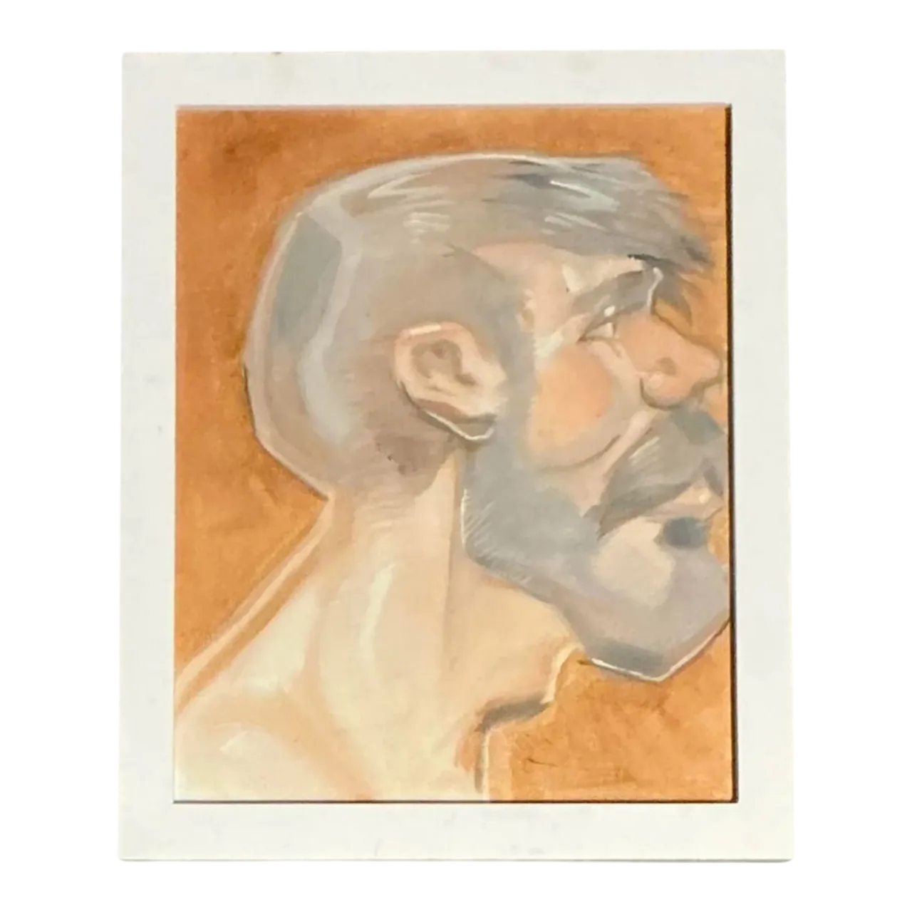 Vintage Boho Original Oil Portrait of Man - Glass, 9.25W x 11.25H