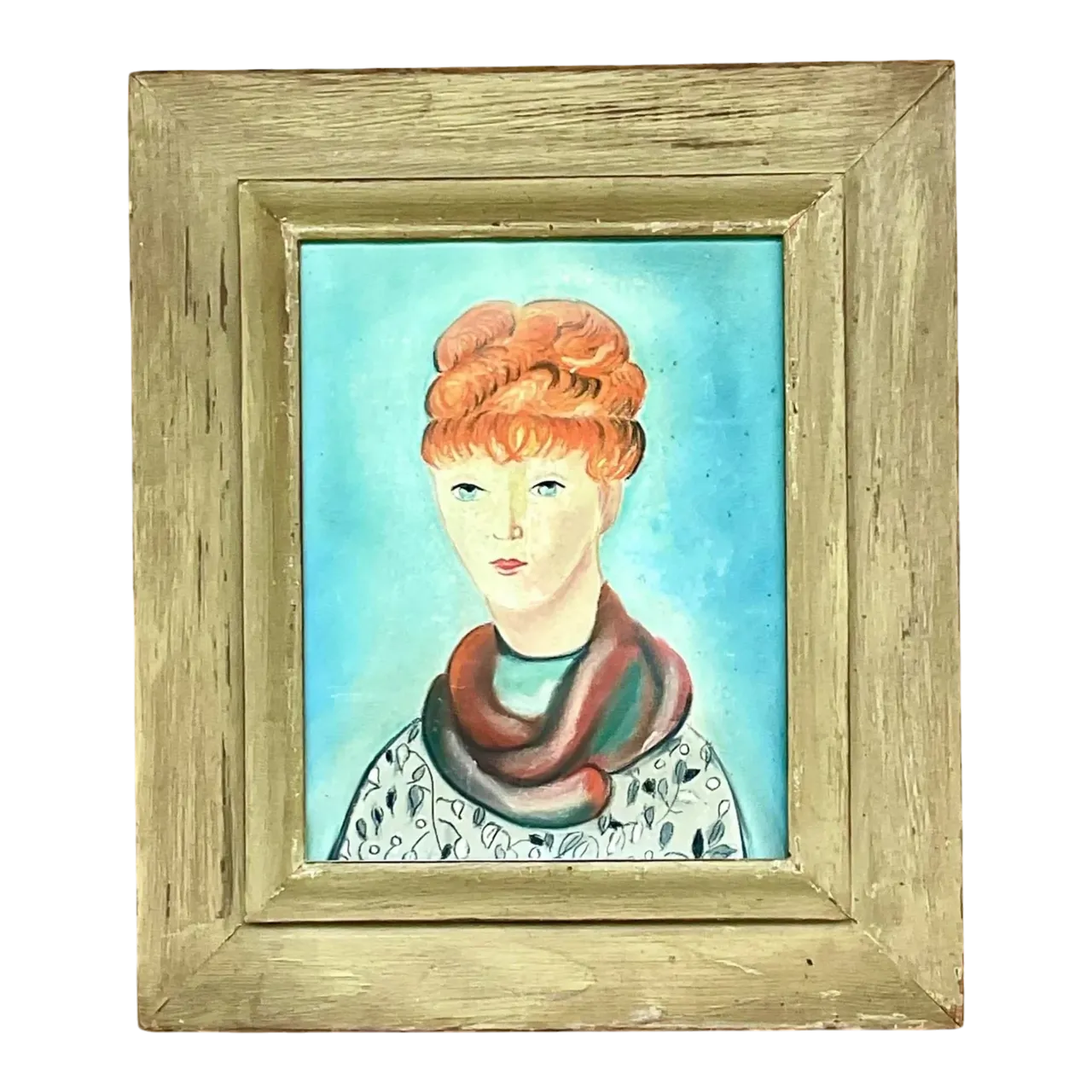 Vintage Boho Original Oil Portrait of Woman