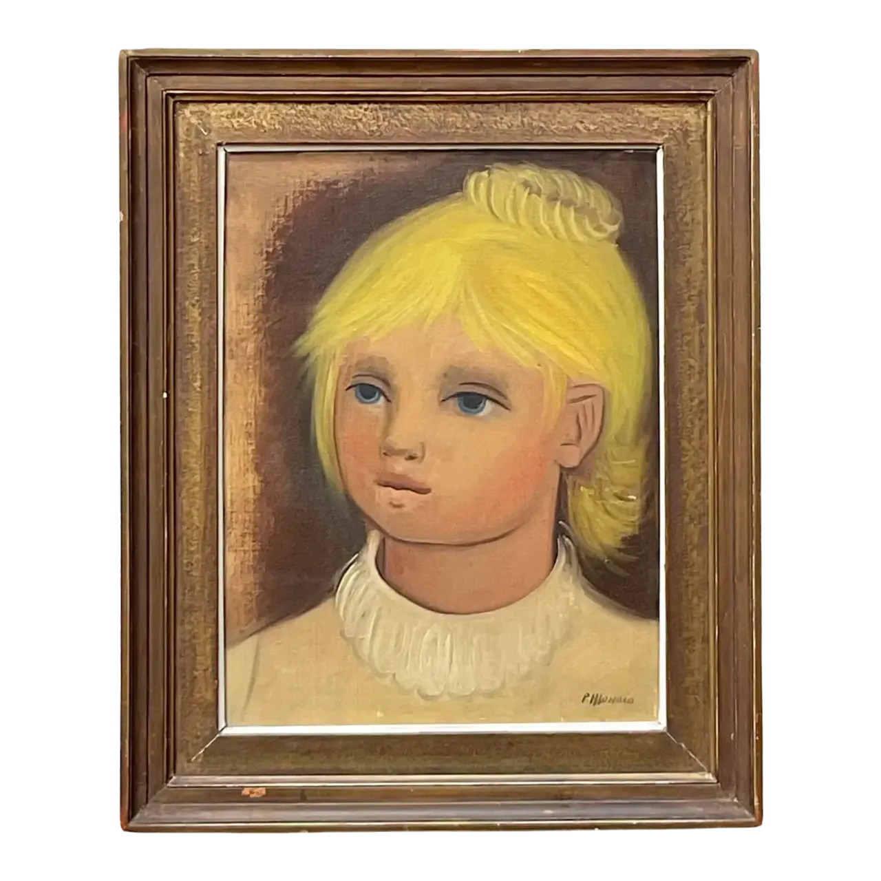 Vintage Boho Original Oil Portrait on Canvas - Canvas, 17W x 21H