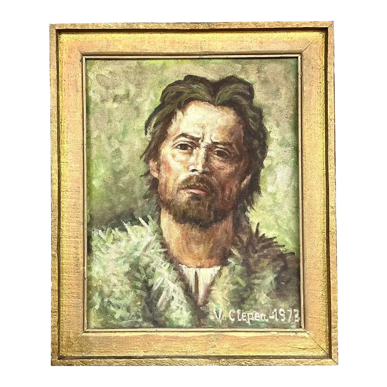Vintage Boho Original Oil Portrait on Canvas - Canvas, 19W x 22.75H
