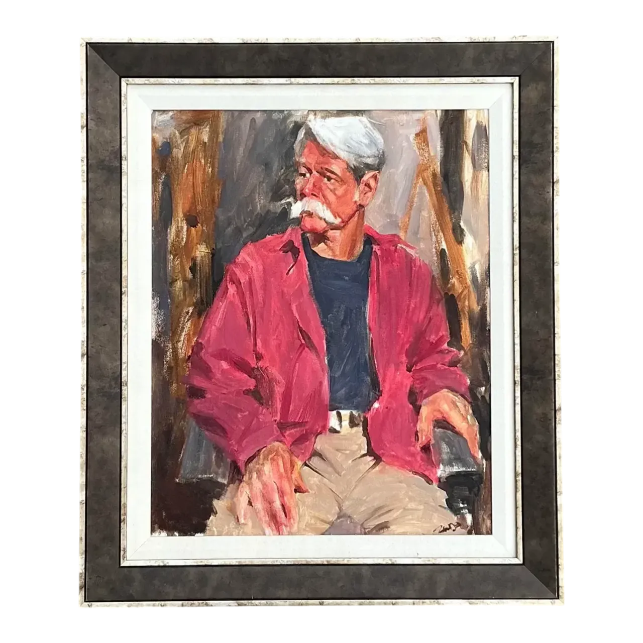 Vintage Boho Original Oil Portrait on Canvas - Oil Paint, 22W x 26H