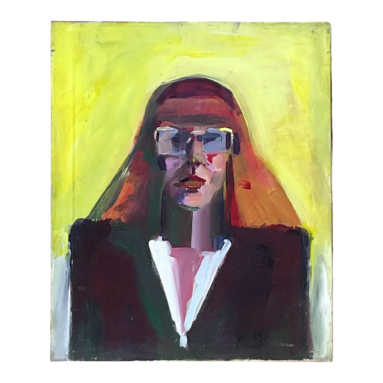 Vintage Boho Original Oil Portrait on Canvas Painting