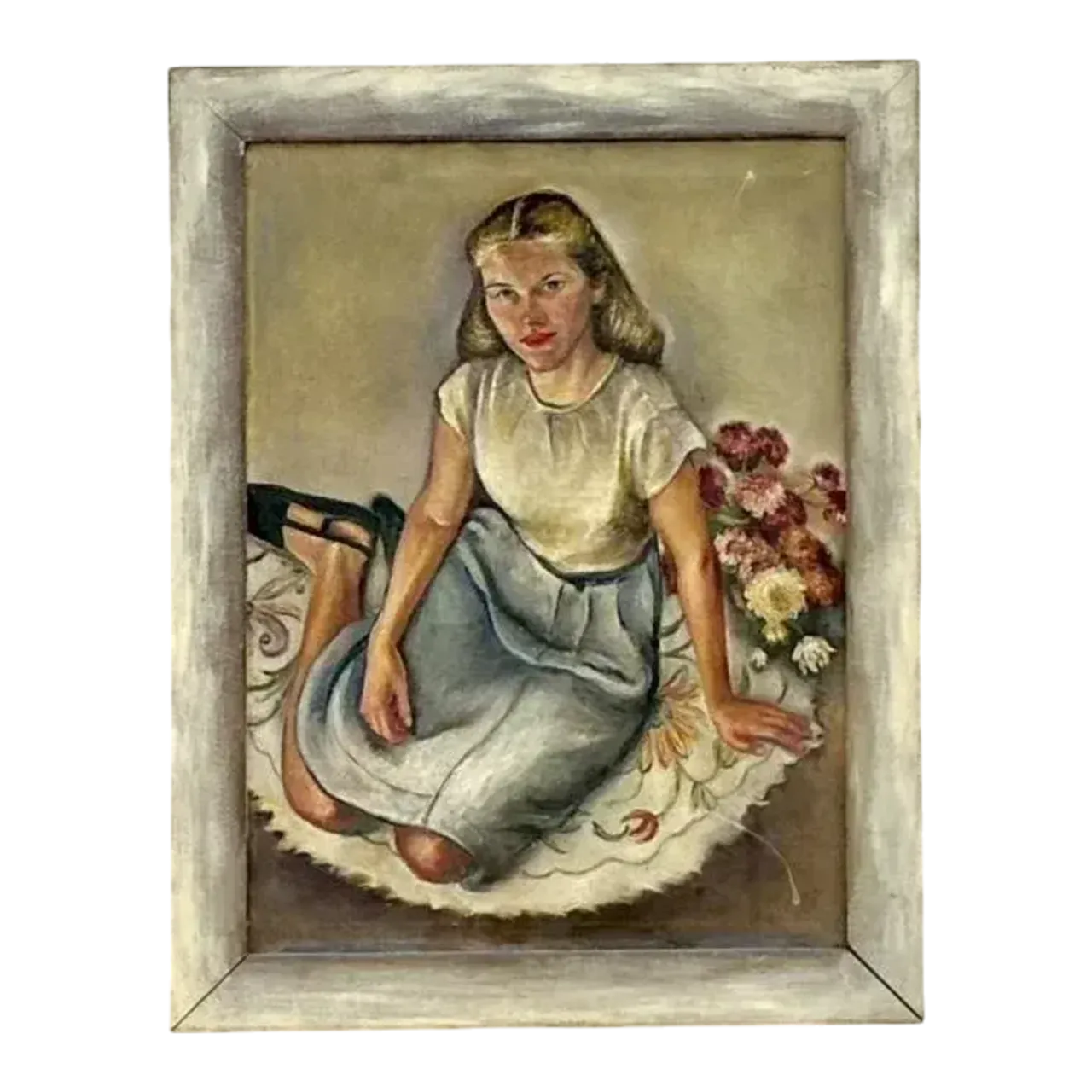 Vintage Boho Original Oil Portrait Painting on Canvas