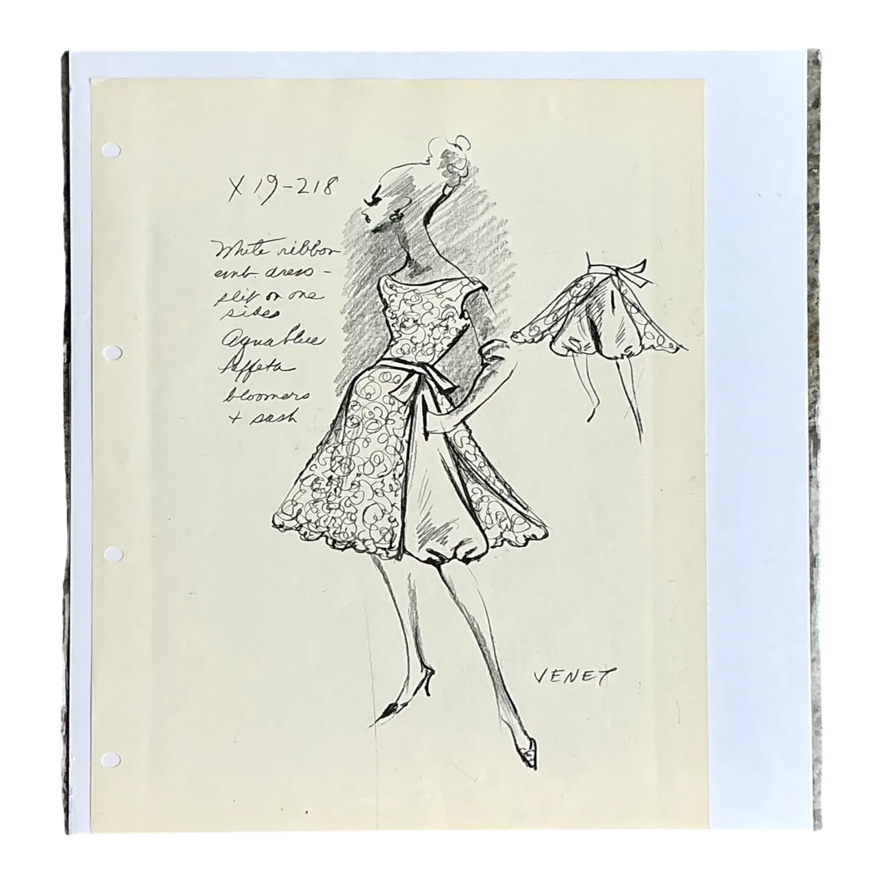 Vintage Boho Original Philippe Venet Fashion Sketch