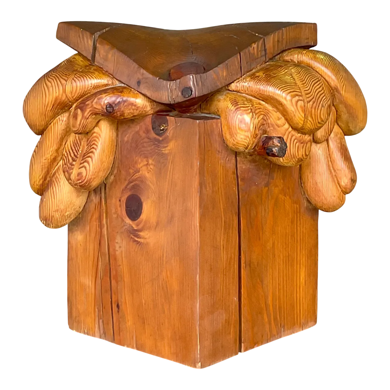 Vintage Boho Original Signed Hand Carved Outsider Art Sculpture