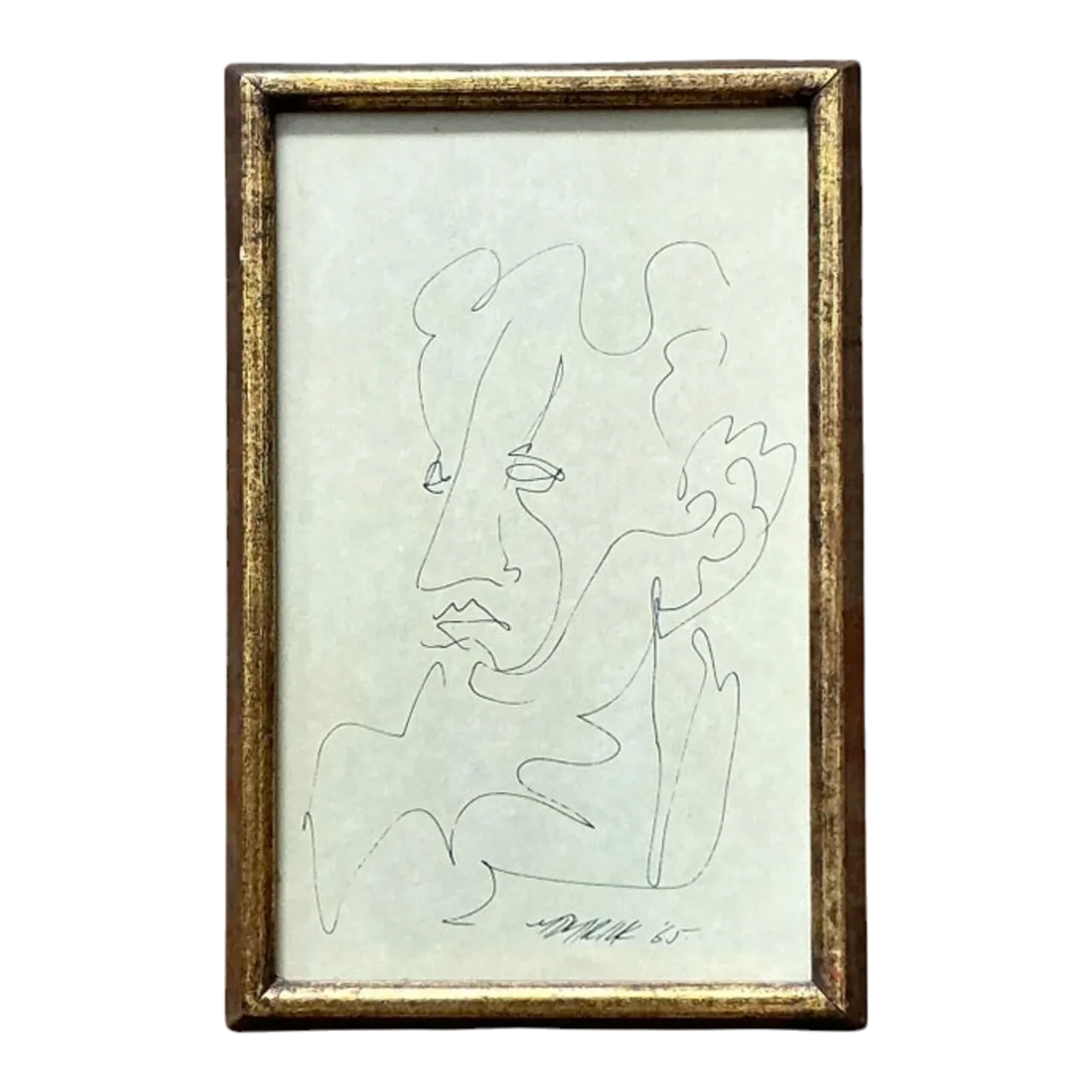 Vintage Boho Original Sketch of Man