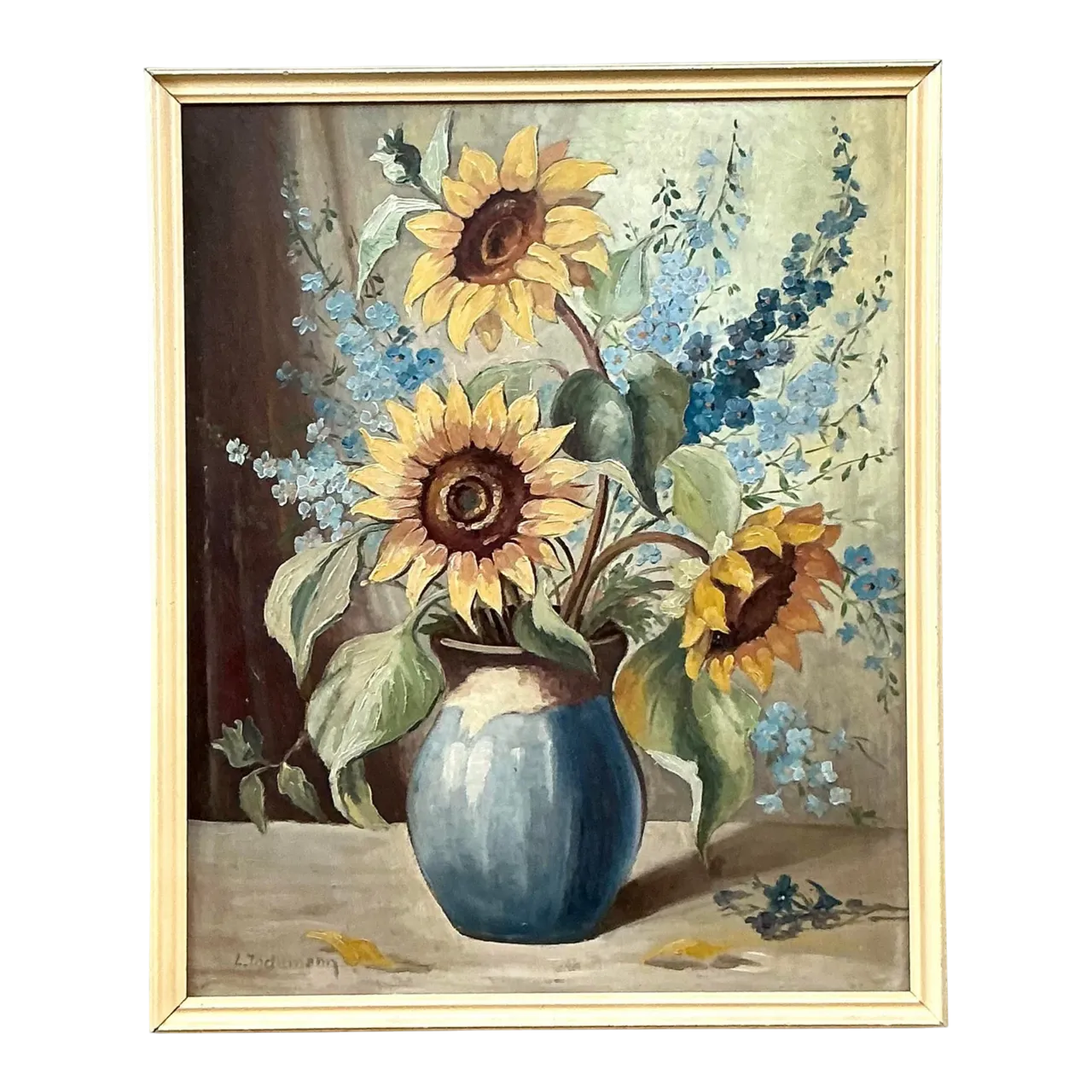 Vintage Boho Original Still Life Oil on Board
